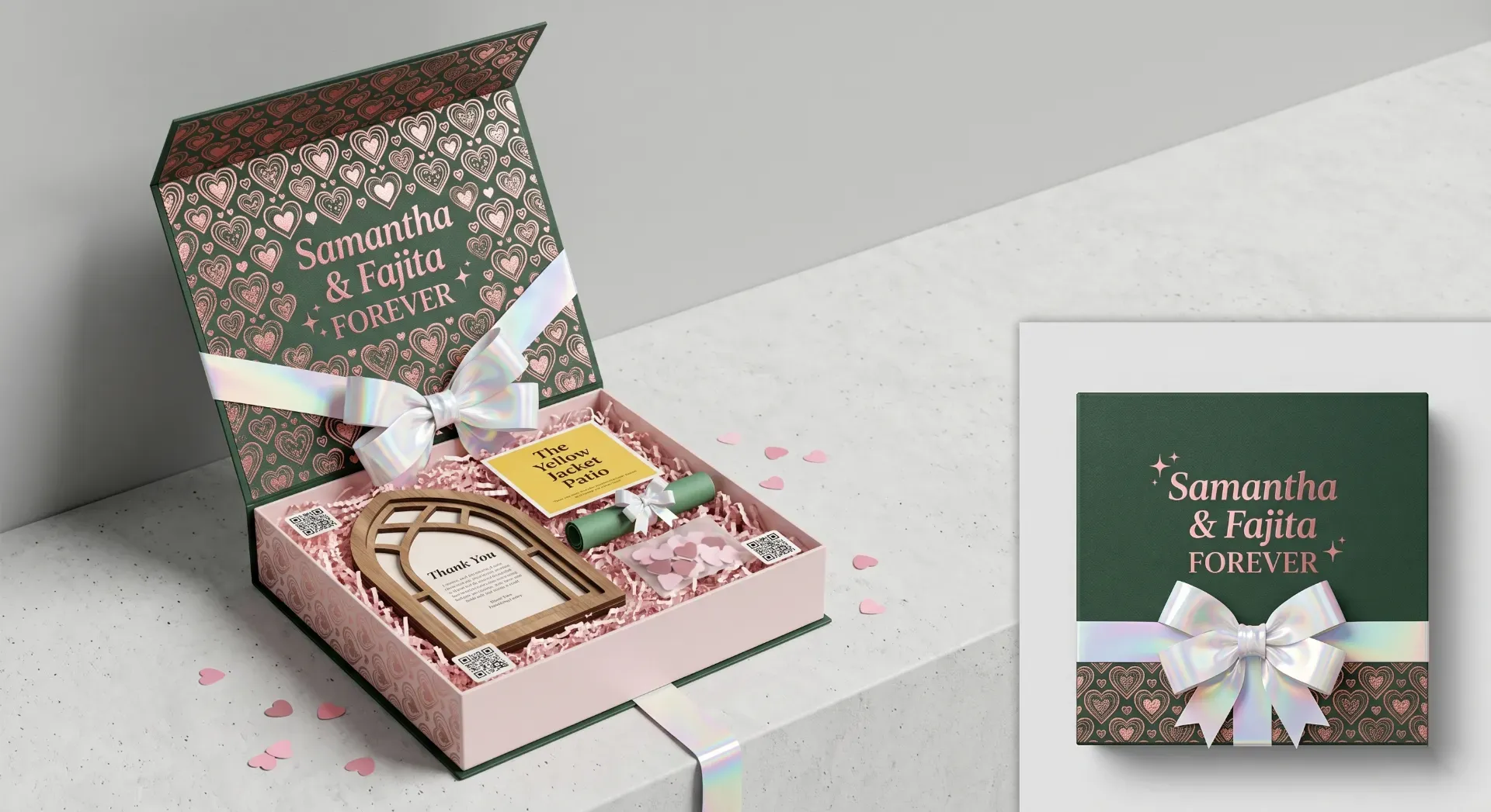 Tenderframe premium physical keepsake box containing a glass USB drive and art prints